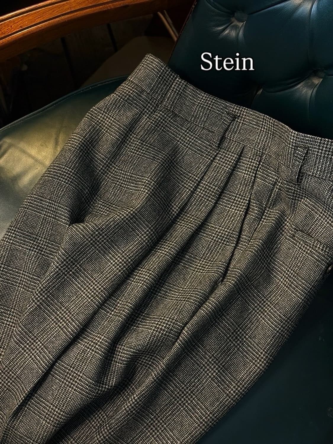 Stein 슈타인 투턱 와이드 트라우져 체크 치노팬츠 상품이미지1
