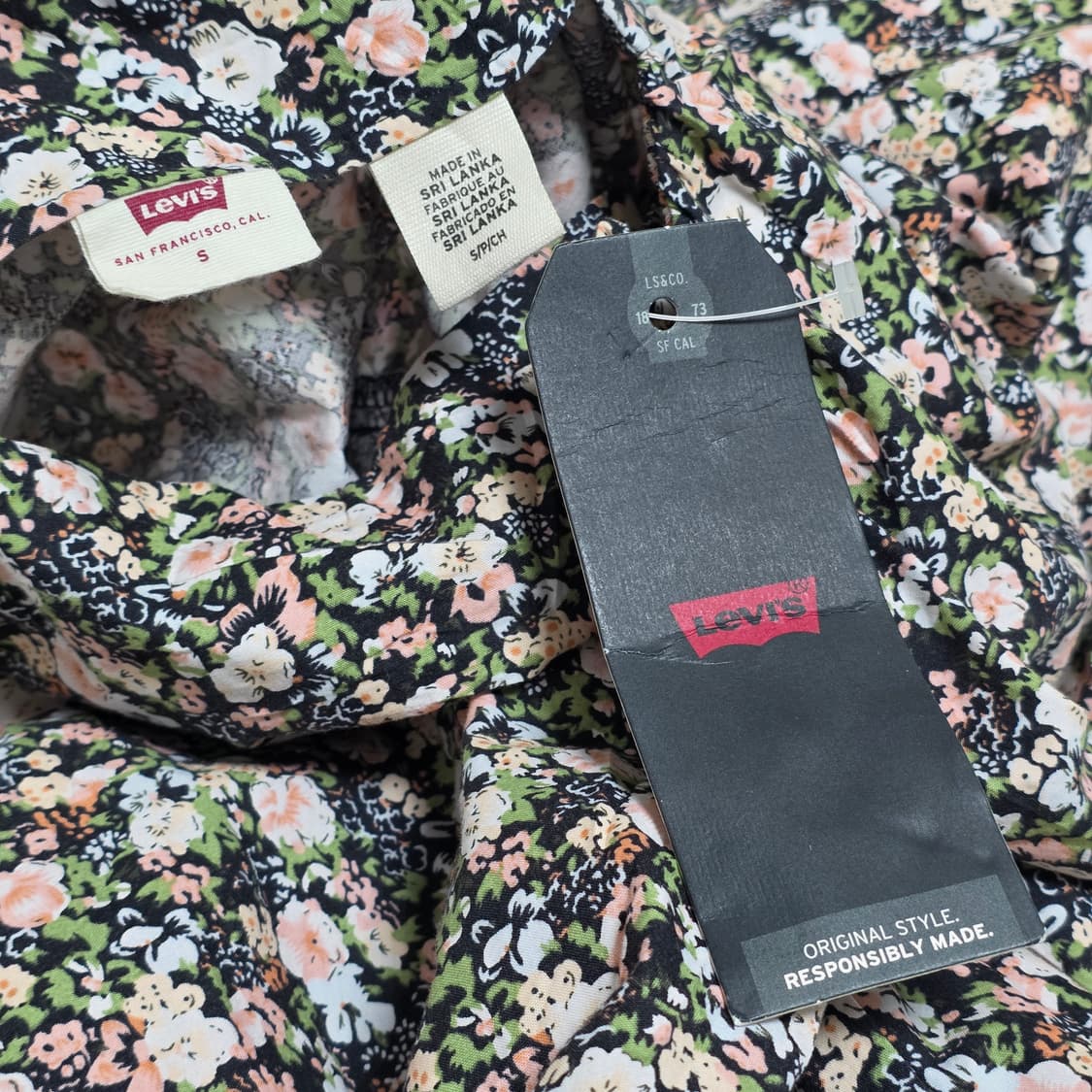 리바이스 빈티지)플로럴 윌라 트라페즈 꽃무늬퍼프 스퀘어 로맨틱 미니원피스 상품이미지5