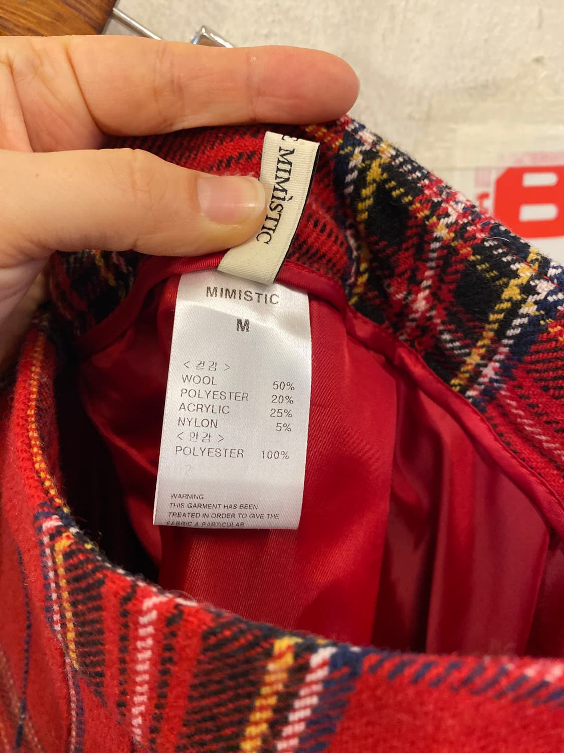 빈티지 레드 체크스커트 상품이미지3