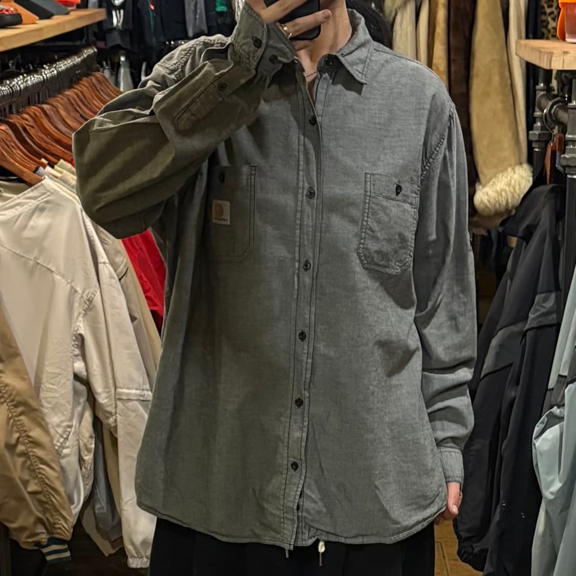 [HI] Carhartt 칼하트 투포켓 긴팔셔츠 그레이 상품이미지2