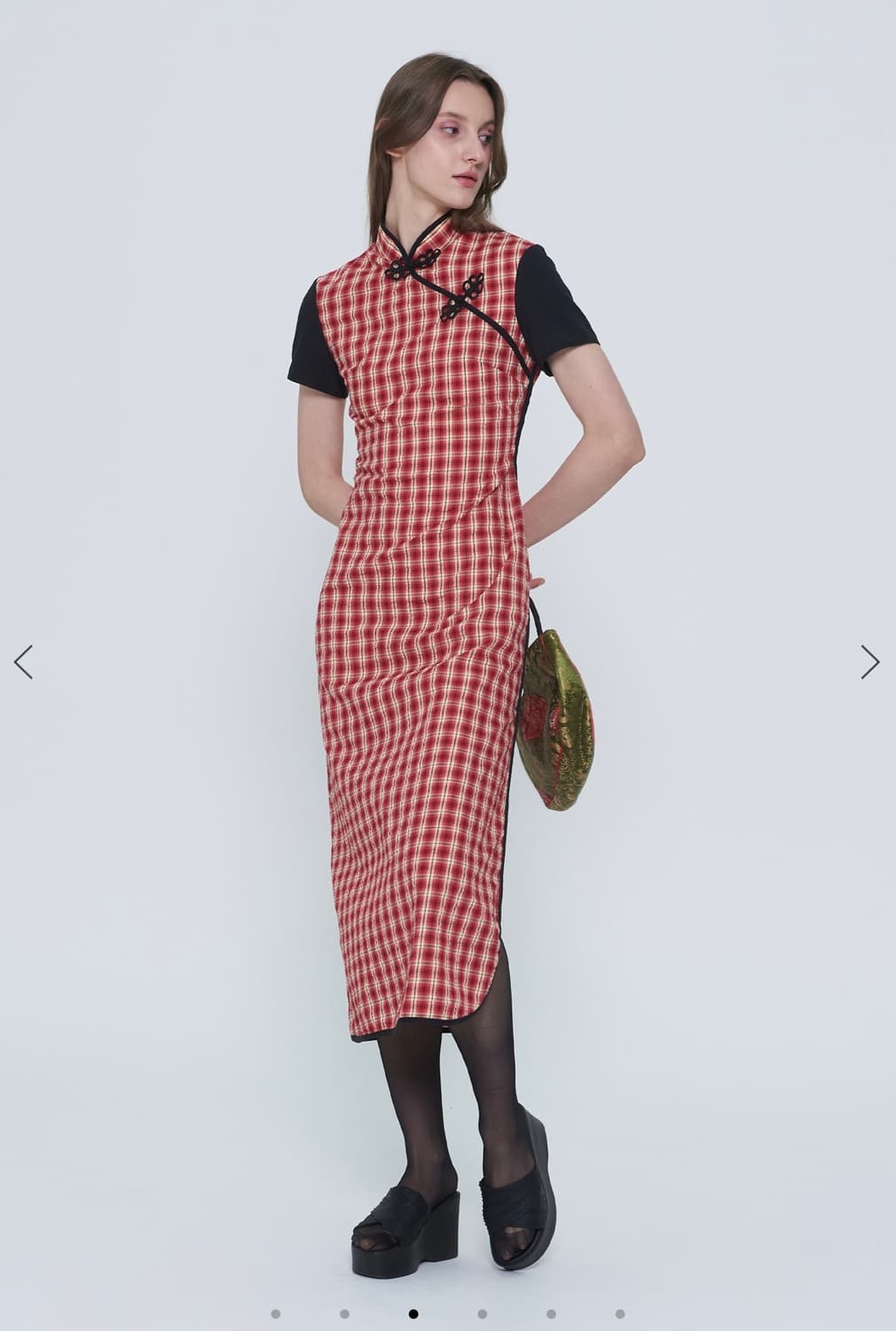 [새상품] 스컬프터 Plaid Folksy Maxi Dress Red 상품이미지3