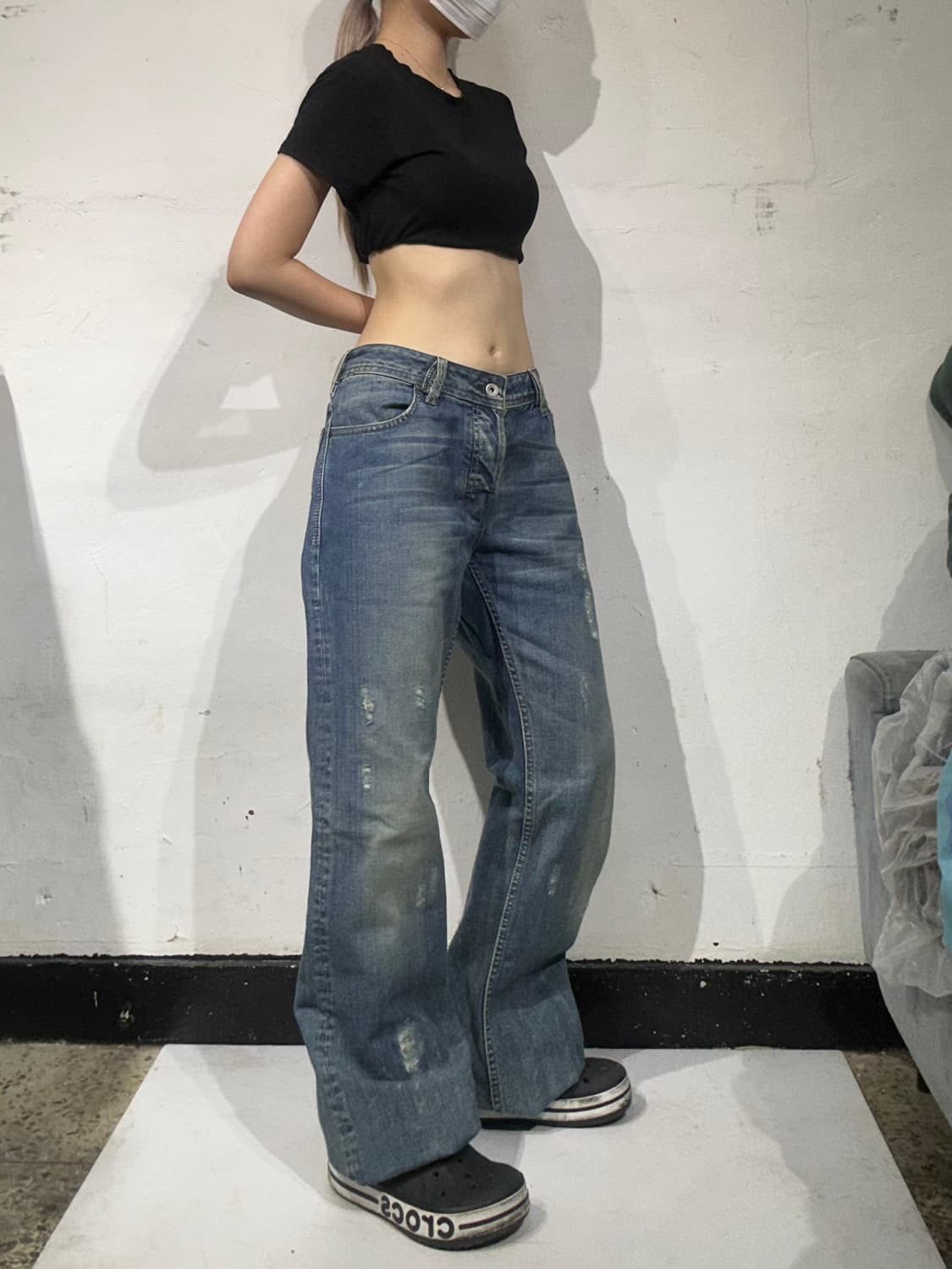 디젤 연청 와이드 데님 팬츠  상품이미지1