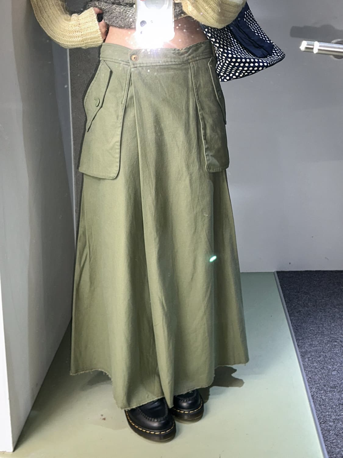 soft khaki wrap maxi skirt 상품이미지1