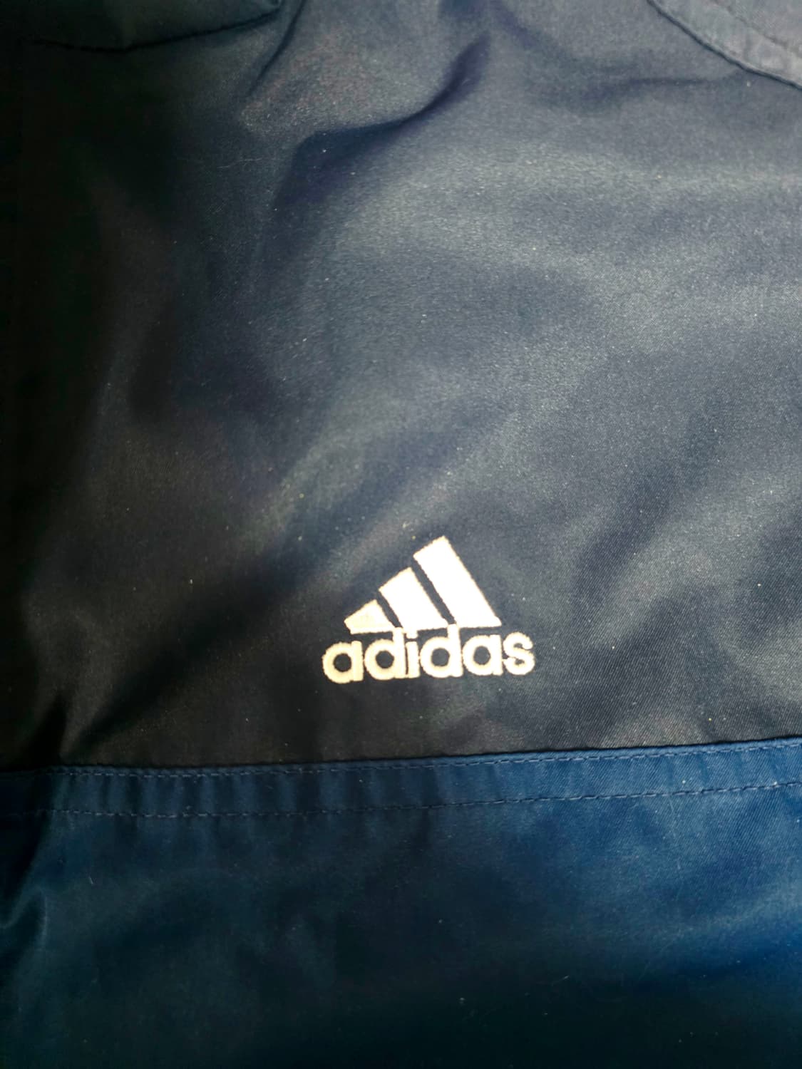 [아디다스] 올드스쿨 네이비 블루 투톤 배색 삼선 오버핏 바람막이 (실측 상품이미지2