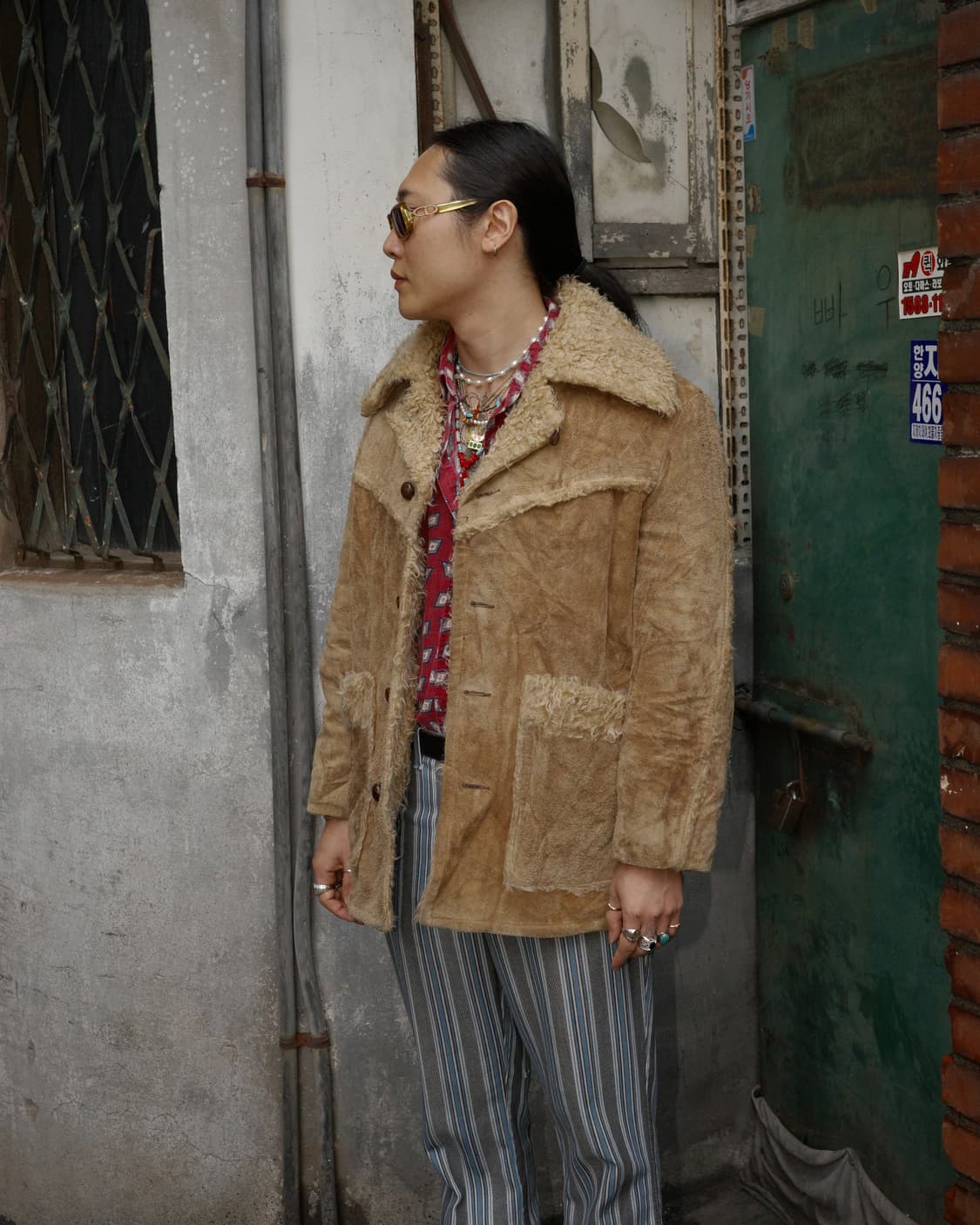 70‘s Sears Leather Shop 헤어리 시어링 웨스턴 코트 상품이미지8