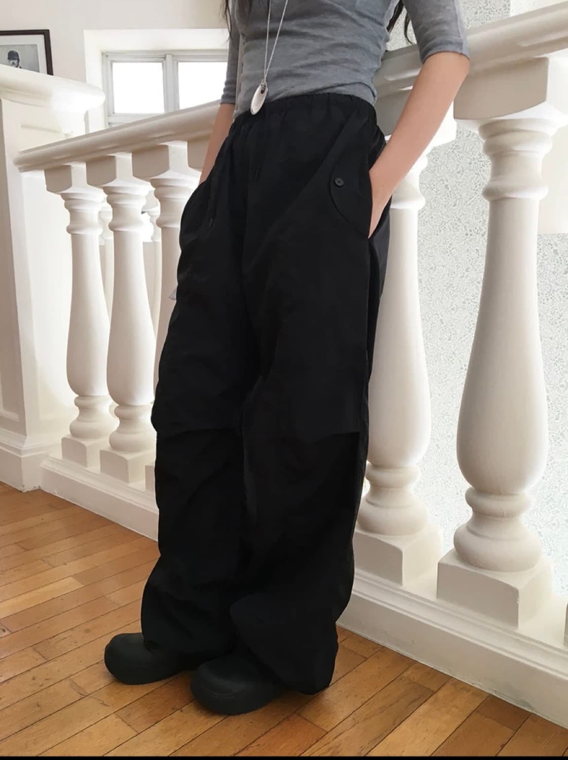 미닝아웃 meaningout 웨더 파라슈트 팬츠 상품이미지3