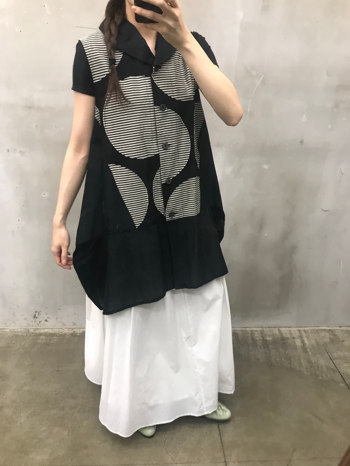 Patterned ballon long vest 상품이미지4