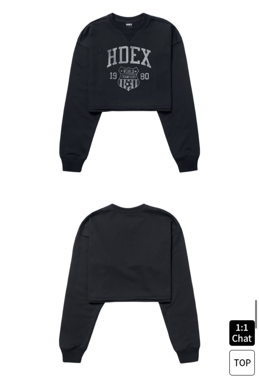 S 44 55 HDEX 에이치덱스 로우엣지 크롭티 맨투맨 후드티 상품이미지2