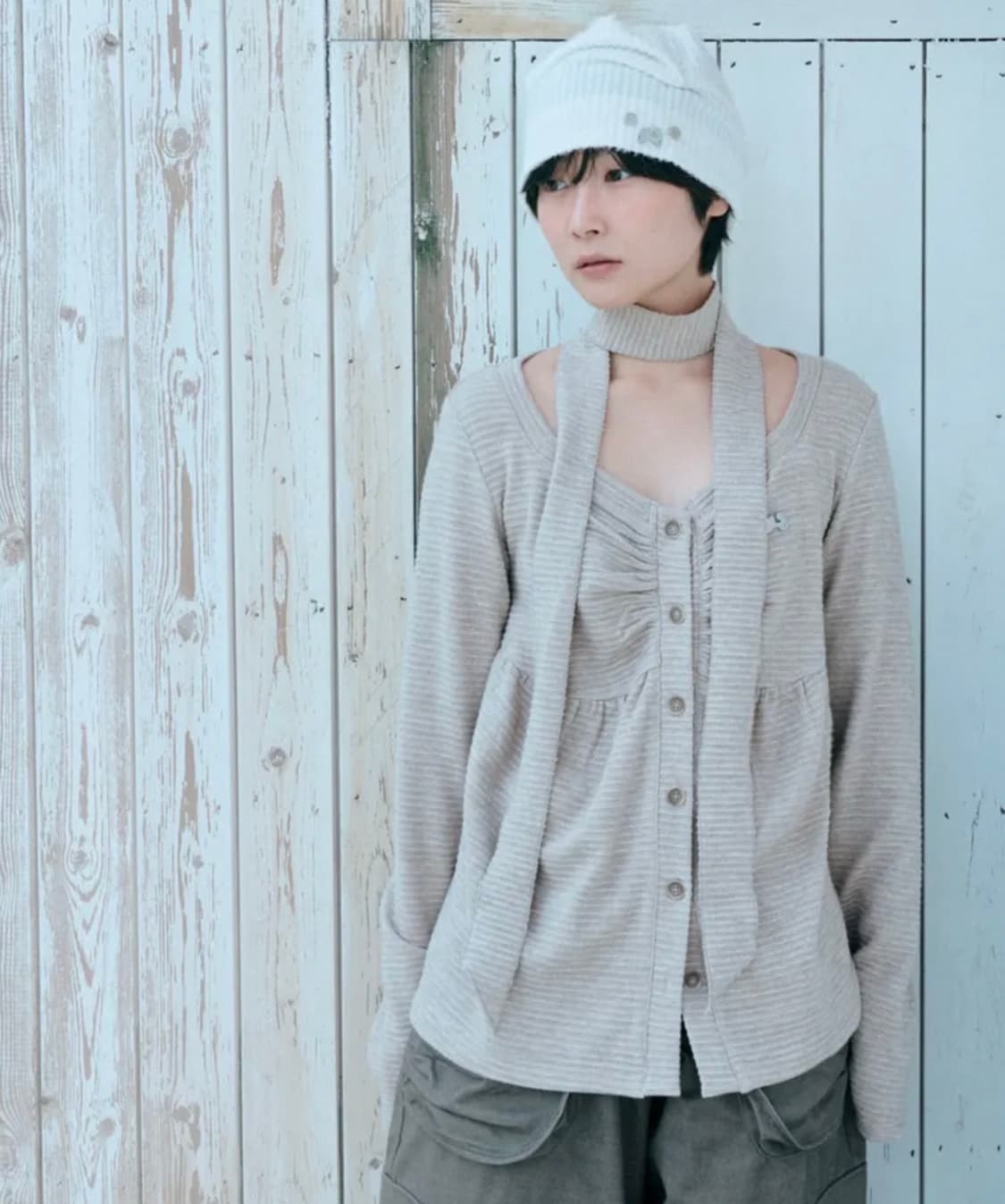 허그유어스킨 니트 베이비돌 가디건 브라운 상품이미지2