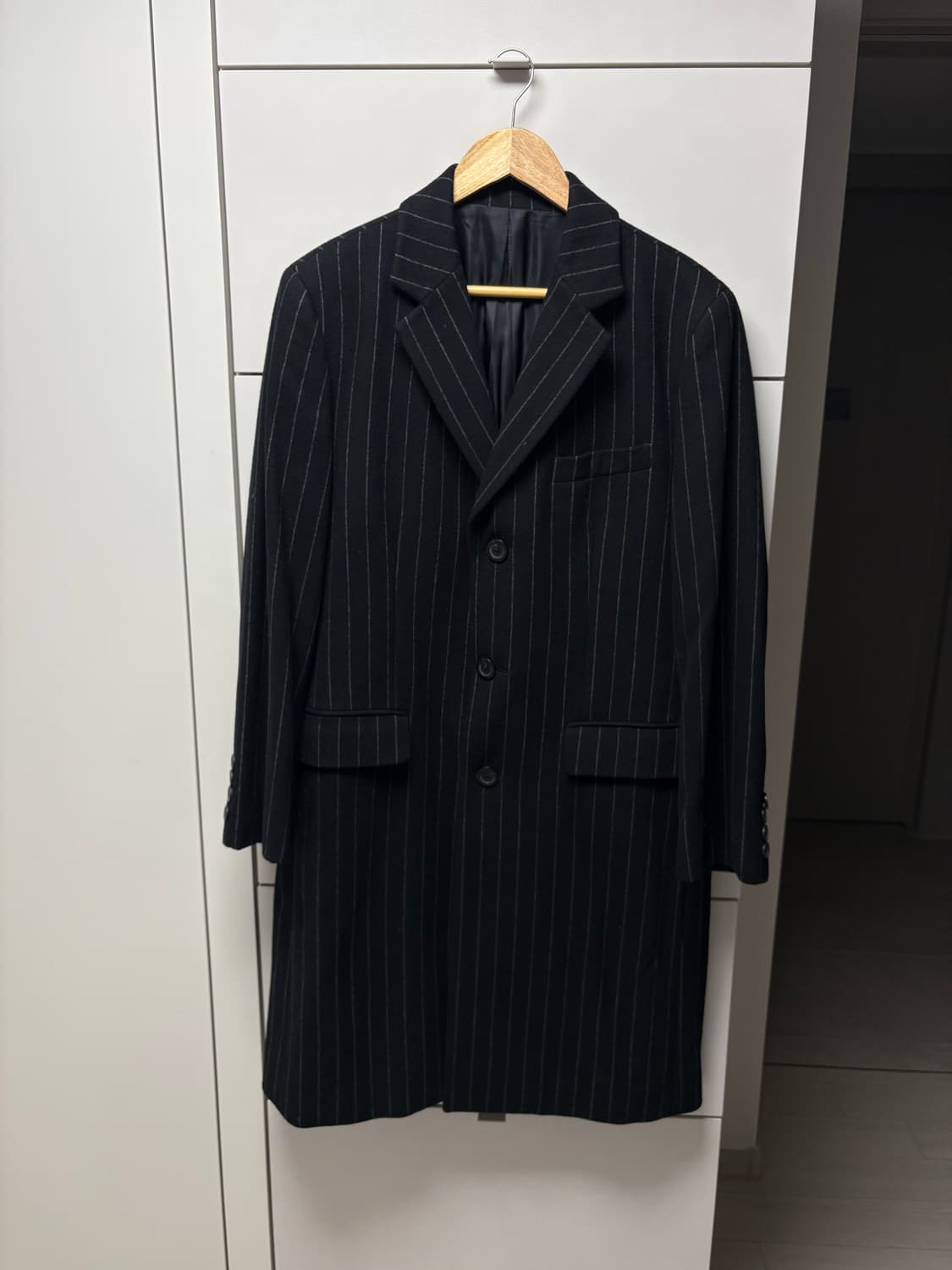 빈티지 핀스트라이프 싱글 블랙 코트 100 아워레가시 선플라워 상품이미지1