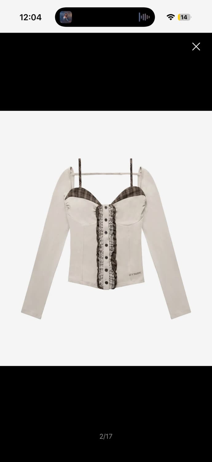 이와이이알 체크패턴 레이어드 롱슬리브 베이지 상품이미지3