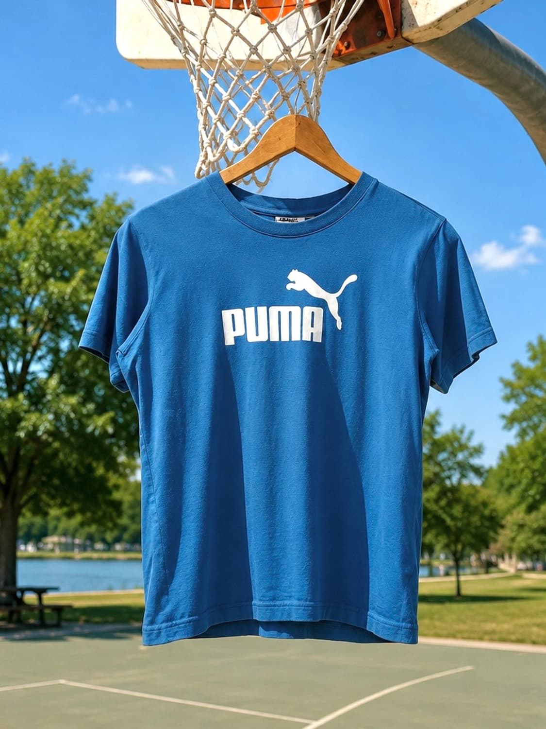 2000s PUMA 푸마 일본 빈티지 하늘색 반팔 티셔츠 상품이미지1