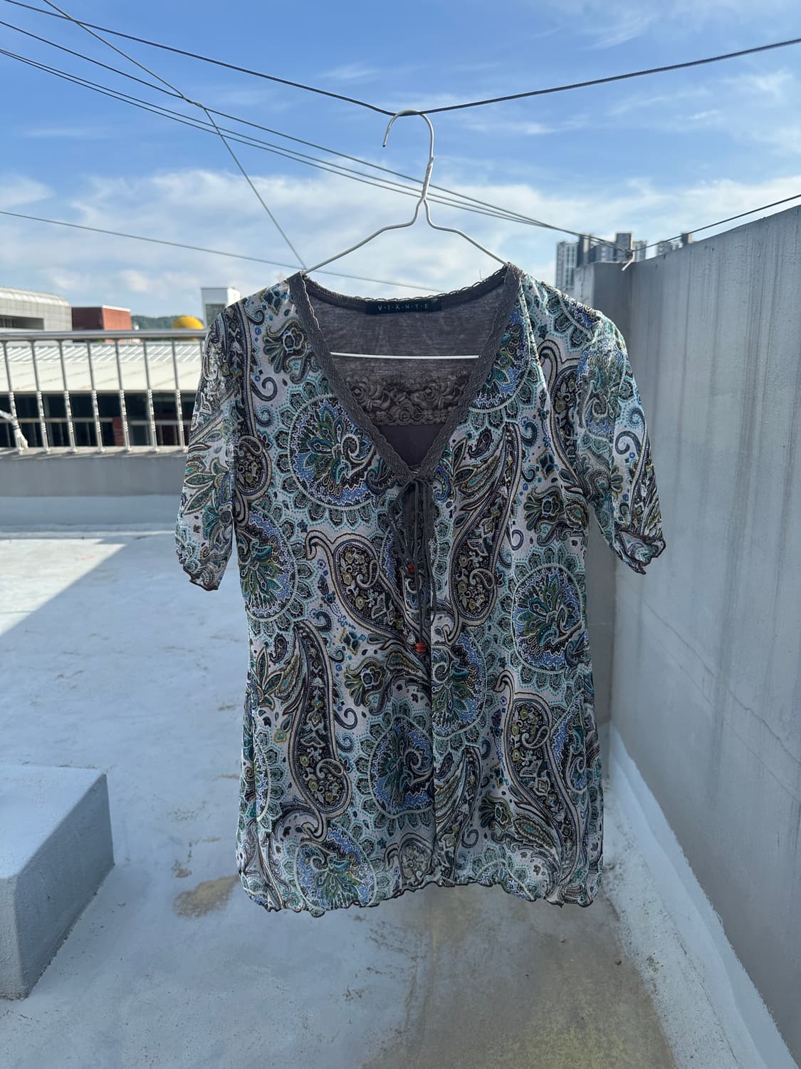 빈티지 레이어드 페이즐리 에스닉 히피 모리 모리걸 블라우스 티셔츠 상품이미지2