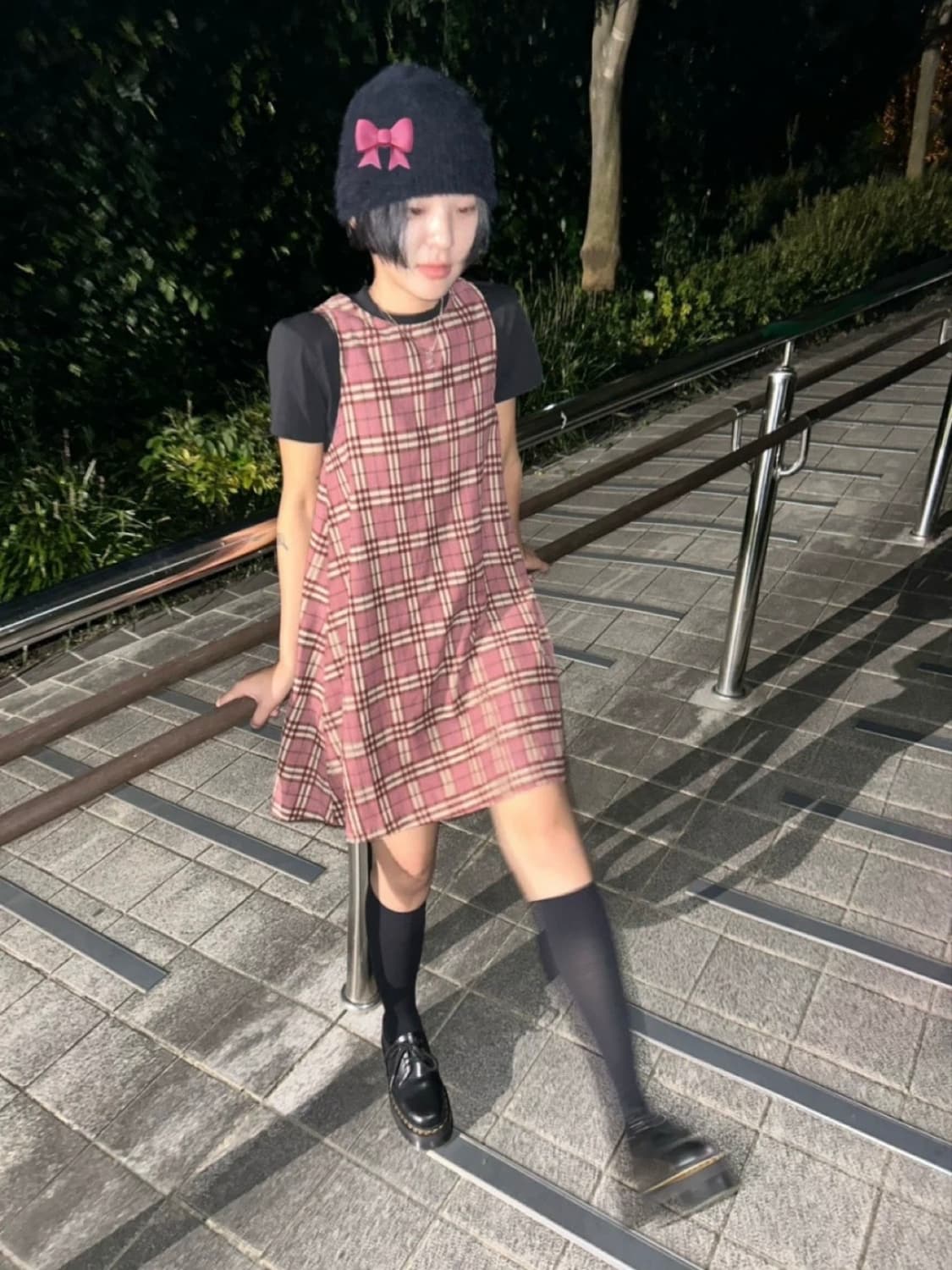 미도리하우스 체크 미디 골덴 원피스 상품이미지2