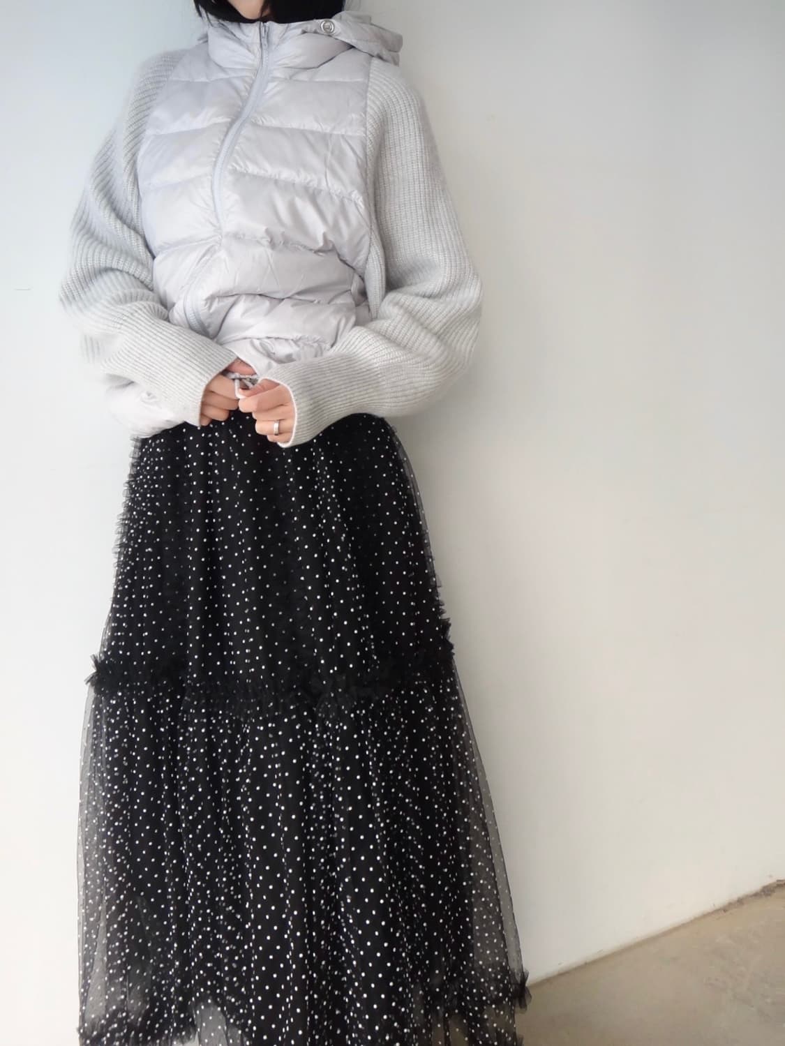 Warm hoody knit padding / light grey 상품이미지9