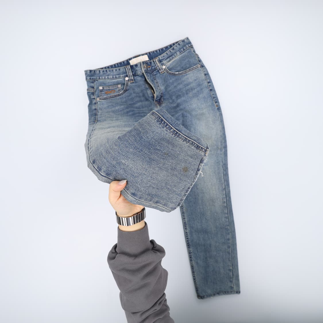 [32] 플랙 슬림 스트레이트 워싱 데님 진 팬츠 1211J1 상품이미지2