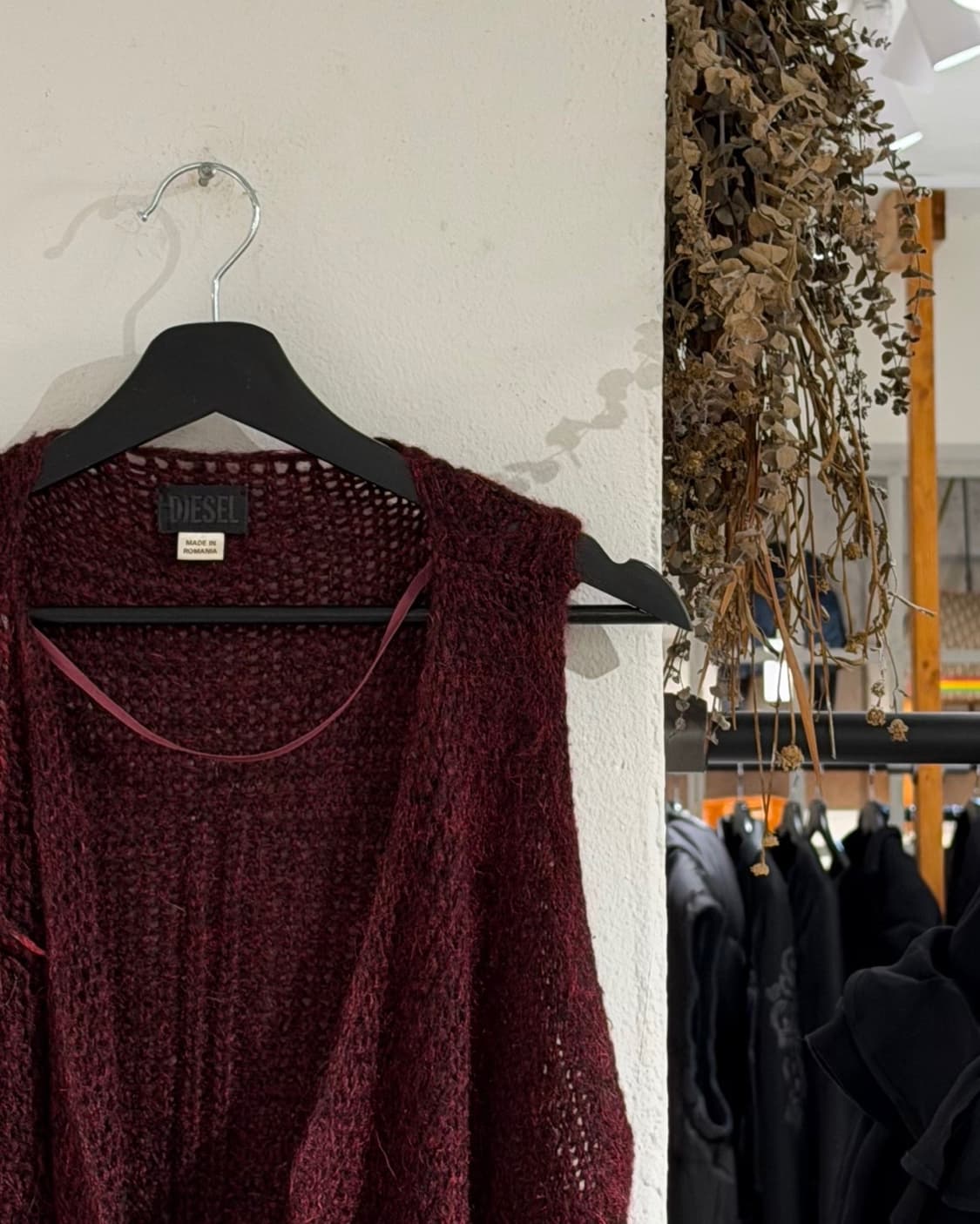 디젤 버건디 모헤어 슬리브리스 판초 스웨터 상품이미지3