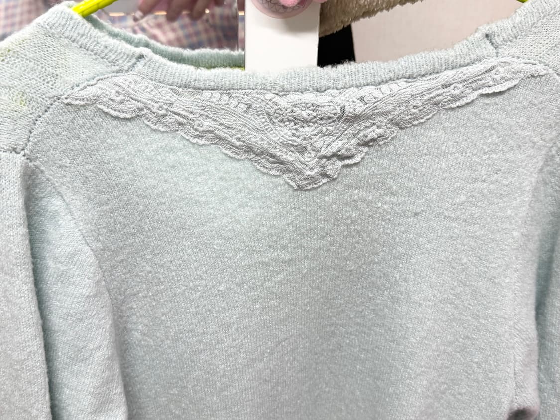 핑크세스 엑시즈팜 꽈배기 레이스 롱 가디건 민트맛 히메카지 갸루 모리걸 상품이미지2