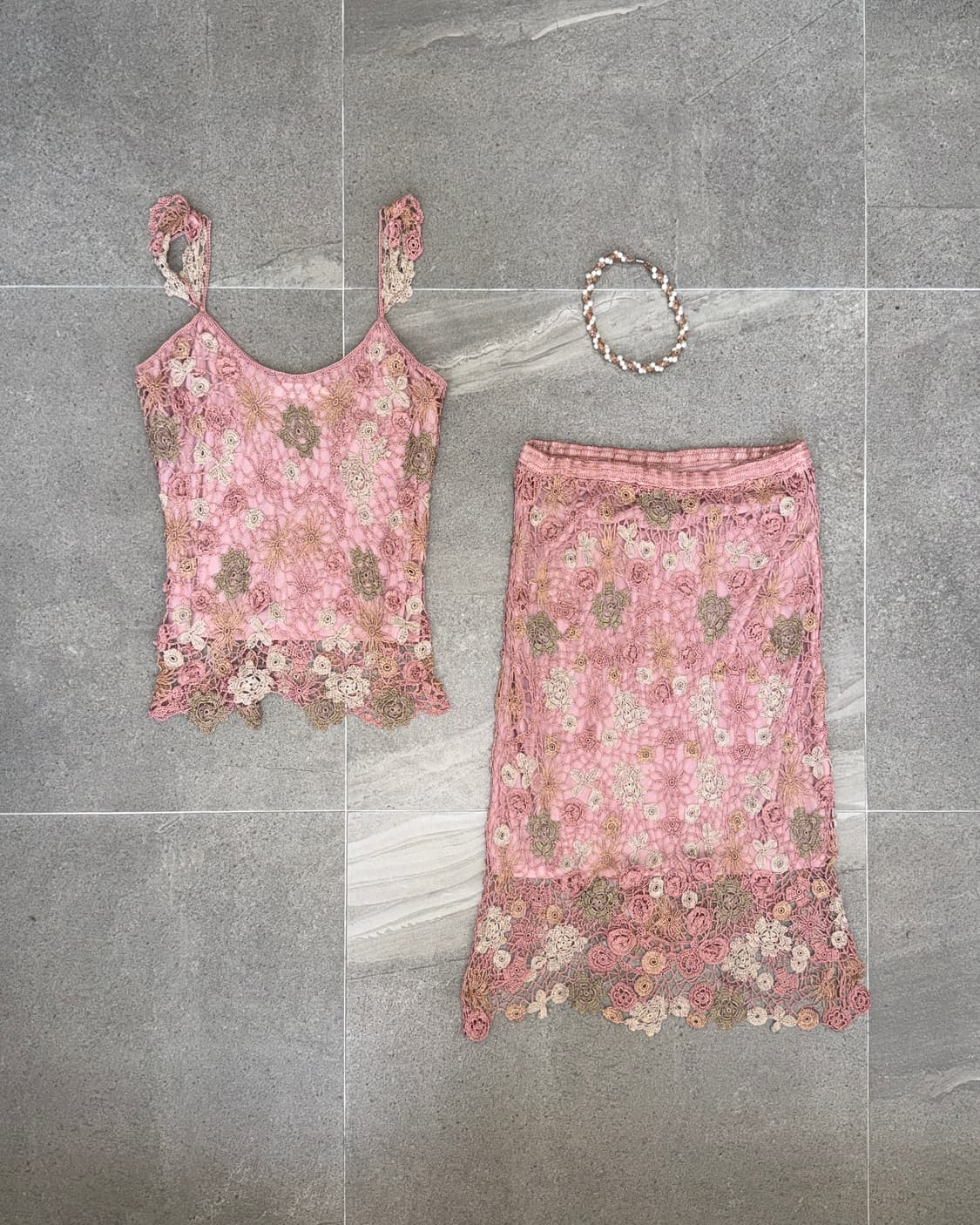 Dusty rose pink flower crochet setup 상품이미지1