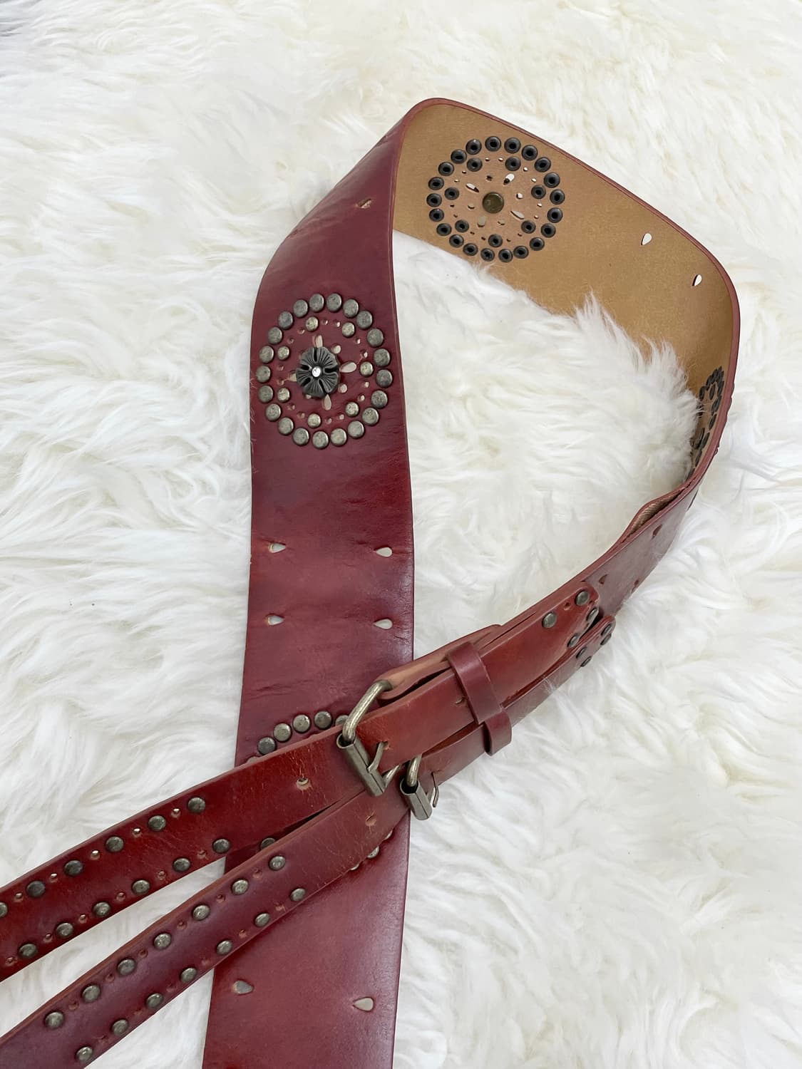 웨스턴 스터드 더블 펀칭 버클 벨트 상품이미지5