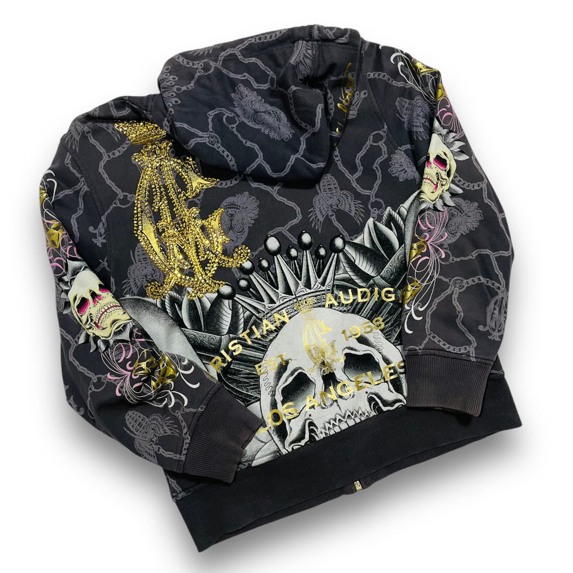 크리스찬 오디저 더블 건호크 스컬 스터드 후디 집업 상품이미지3