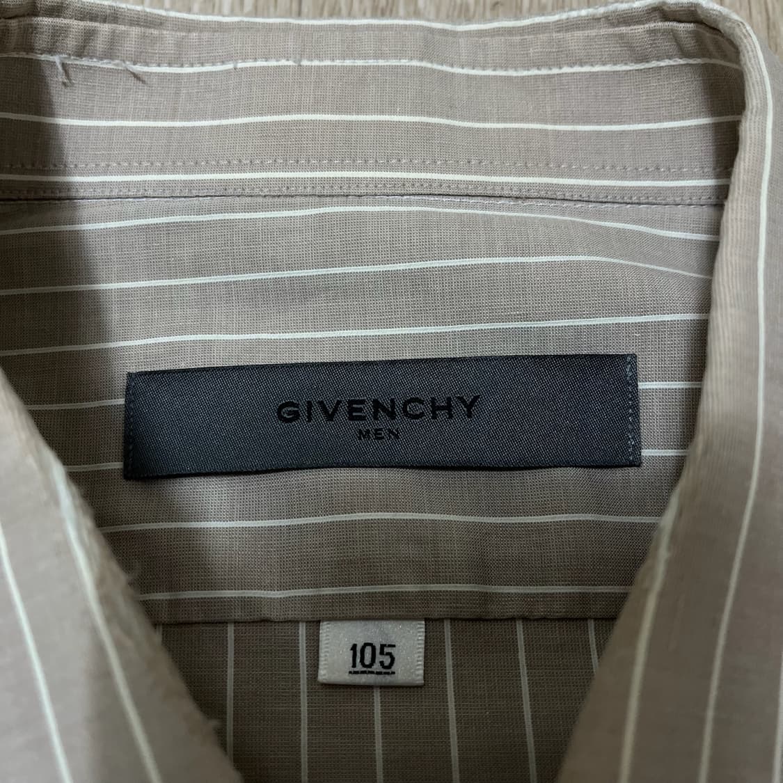 지방시 포켓 로고 자수 스트라이프 긴팔 셔츠 [베이지] XL/105 상품이미지6