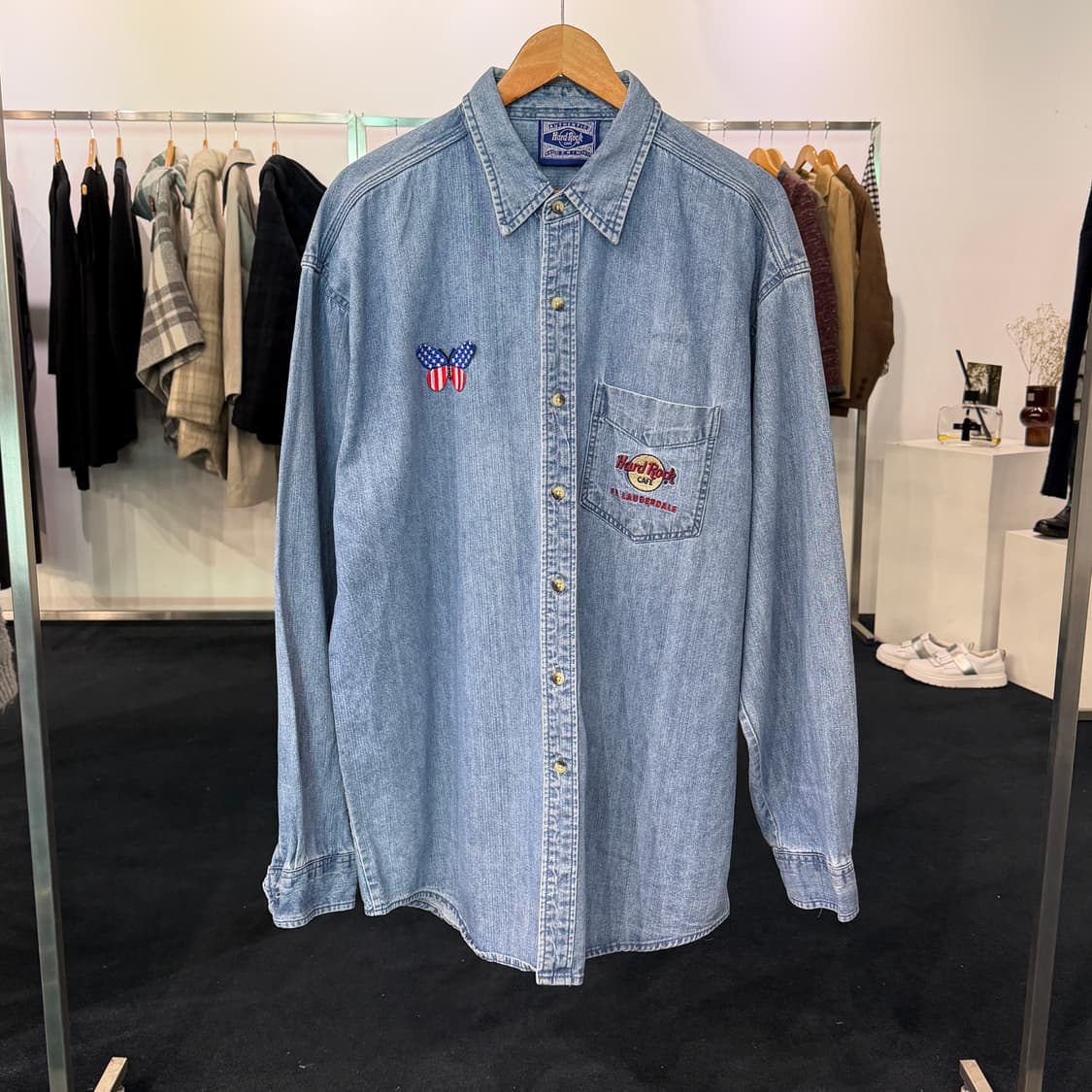 [XL] 90s 하드락카페 로더데일 데님셔츠 상품이미지1