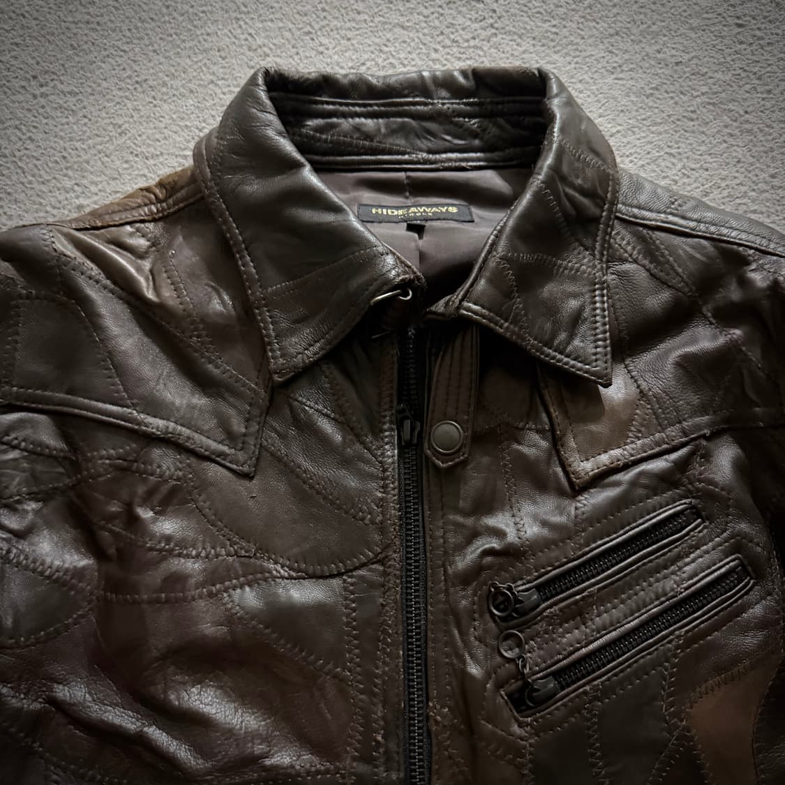 Hideaways patchwork leather jacket 상품이미지2