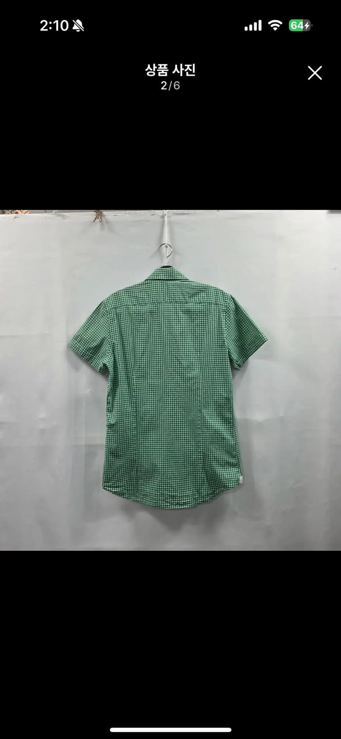 0036 라코스테 그린 체크 반팔 셔츠 40 상품이미지2