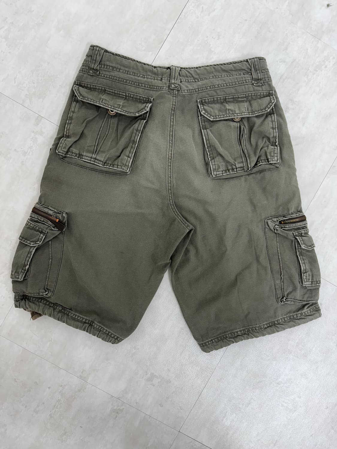 •Vintage 카키 멀티포켓 카고 반바지 (지퍼 디테일) 상품이미지2