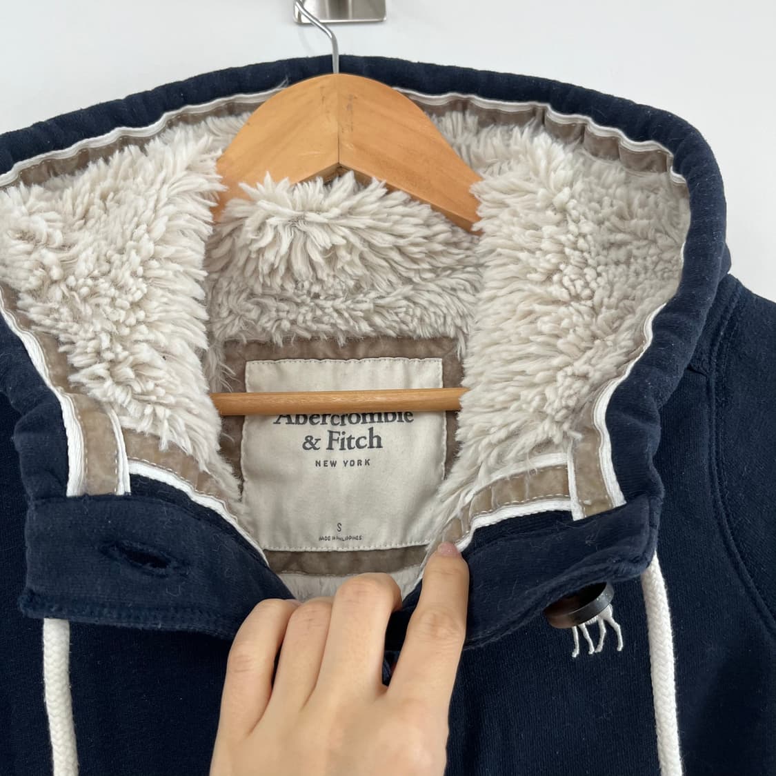 아베크롬비 울프죠 사슴로고 딱붙핏 양털안감 버튼업 후드집업 상품이미지6