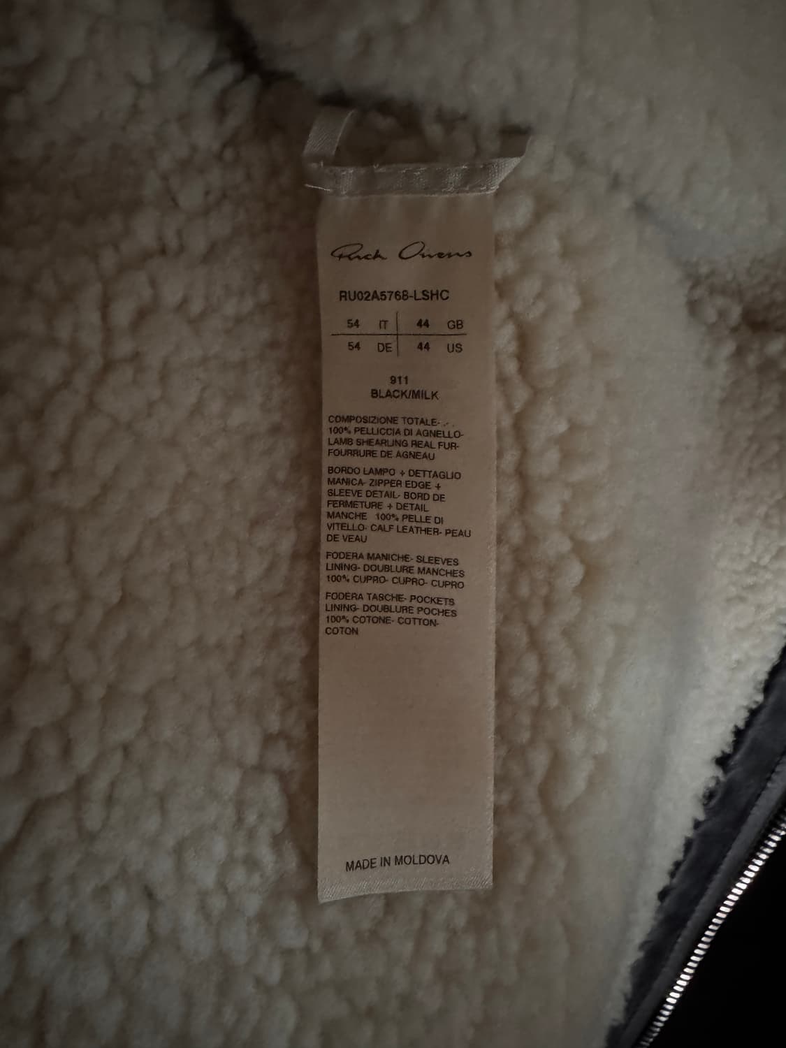 릭오웬스 시어링 자켓 블랙 화이트 54사이즈 상품이미지9