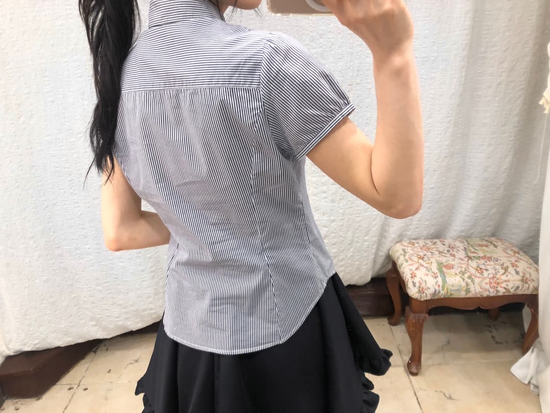frill navy stripe blouse 상품이미지2