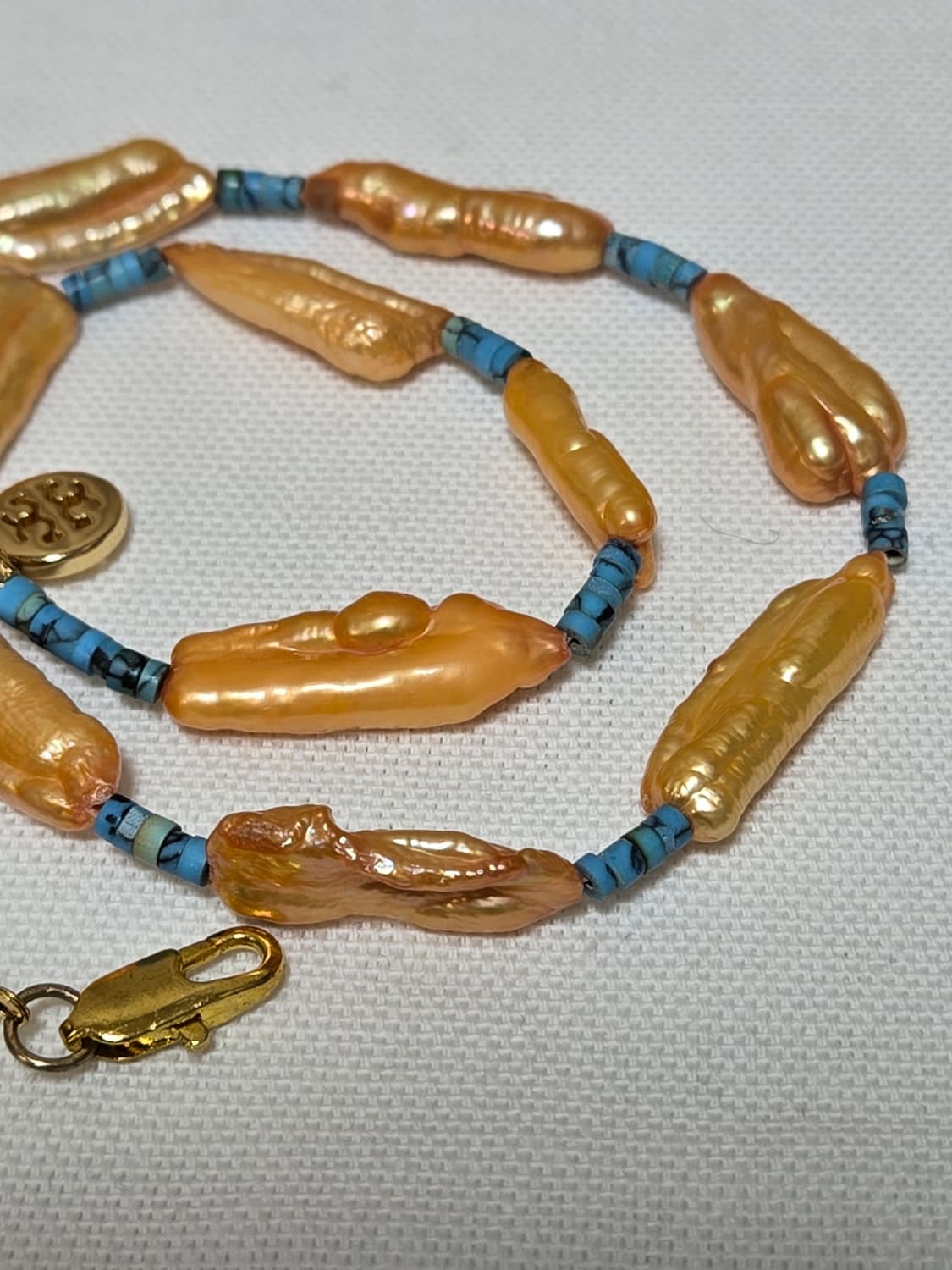 미국 빈티지 피치 바로크 진주 목걸이 & 팔찌 세트 상품이미지7