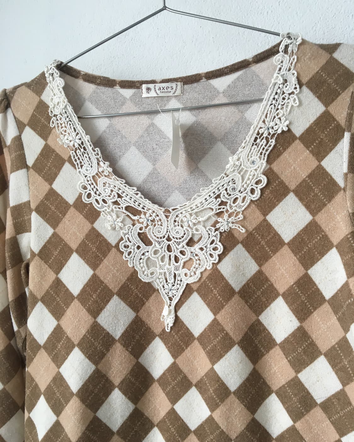 Lace point argyle pattern knit 상품이미지4