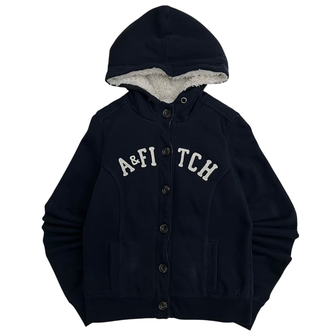 아베크롬비 센터로고 네이비 버튼 후드 M 상품이미지2