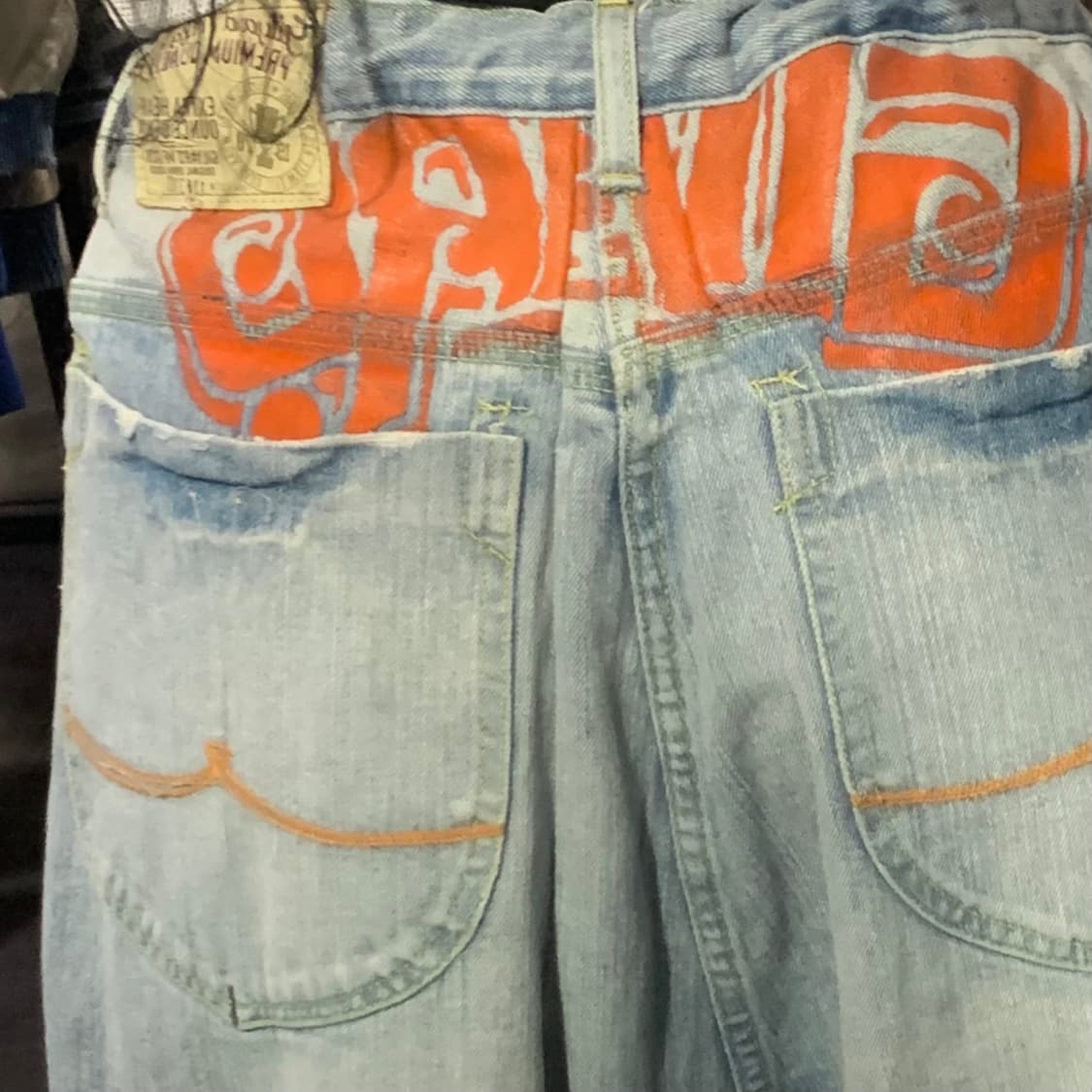 [IM] Gilyard 백 레터링 힙합 데님 팬츠 연청 상품이미지7