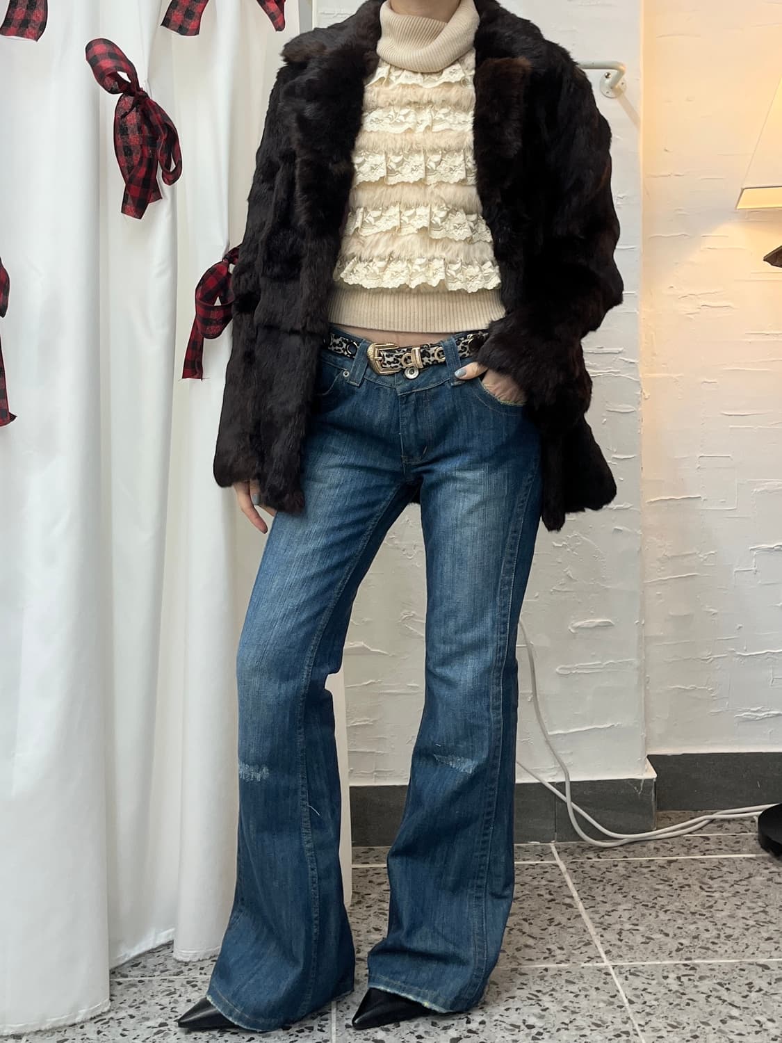 deep brown fur jacket 상품이미지2