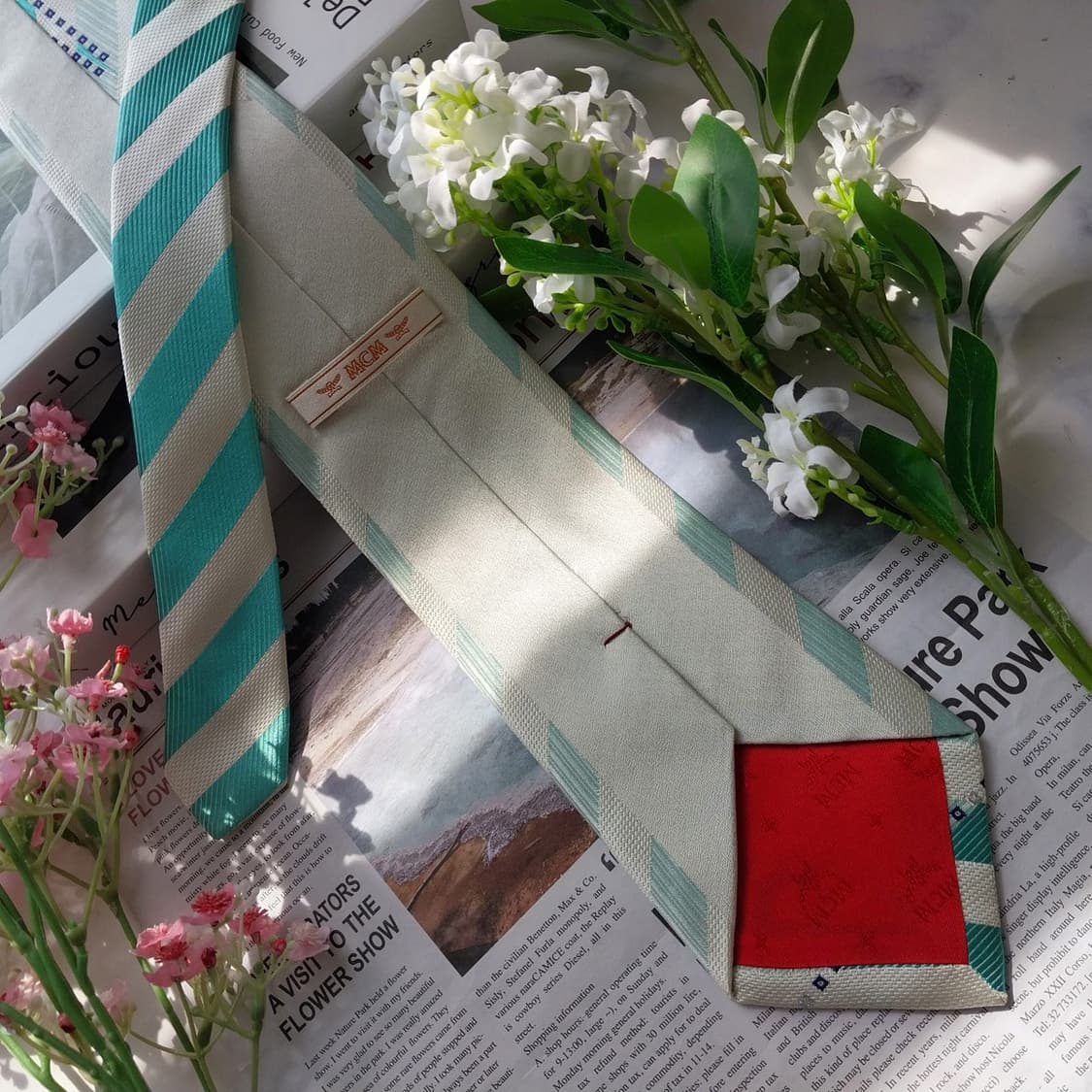 엠씨엠 실크 민트 스트라이프 넥타이 9.3cm A+등급 K2217 상품이미지5