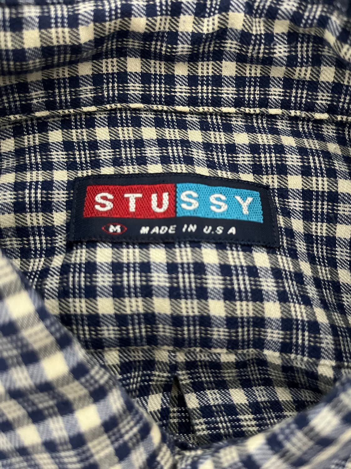 올드 스투시 체크 셔츠 네이비 M 상품이미지3