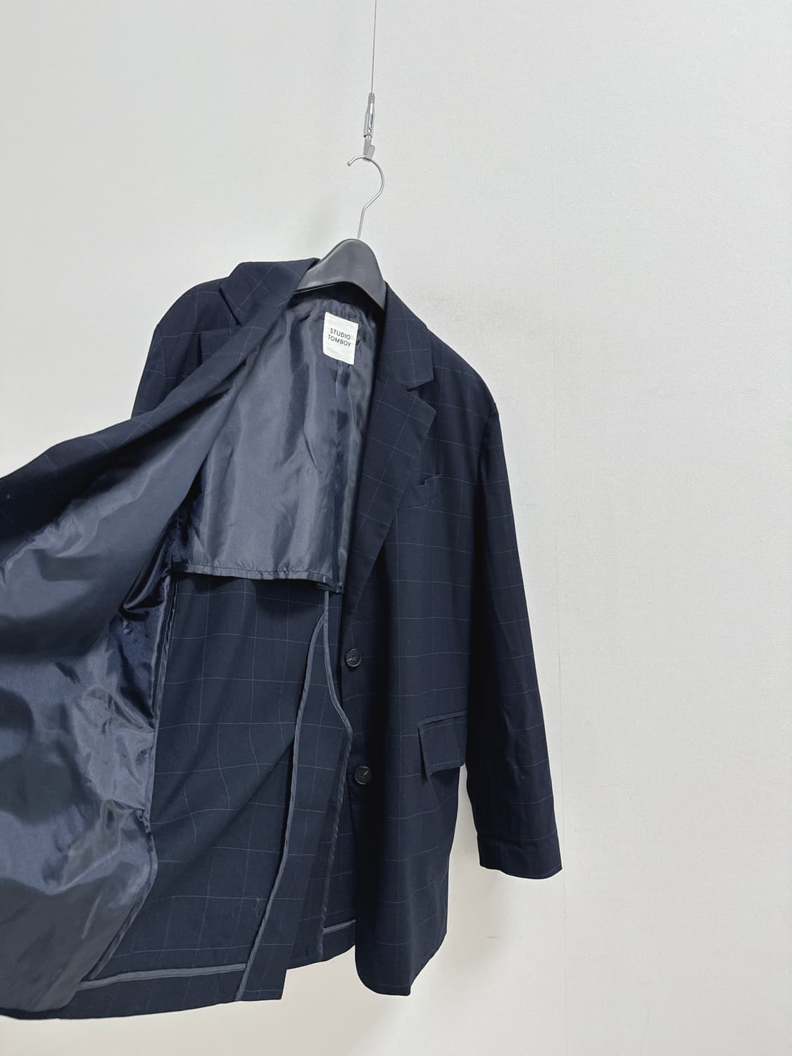 스튜디오 톰보이 체크 롱 자켓 상품이미지4