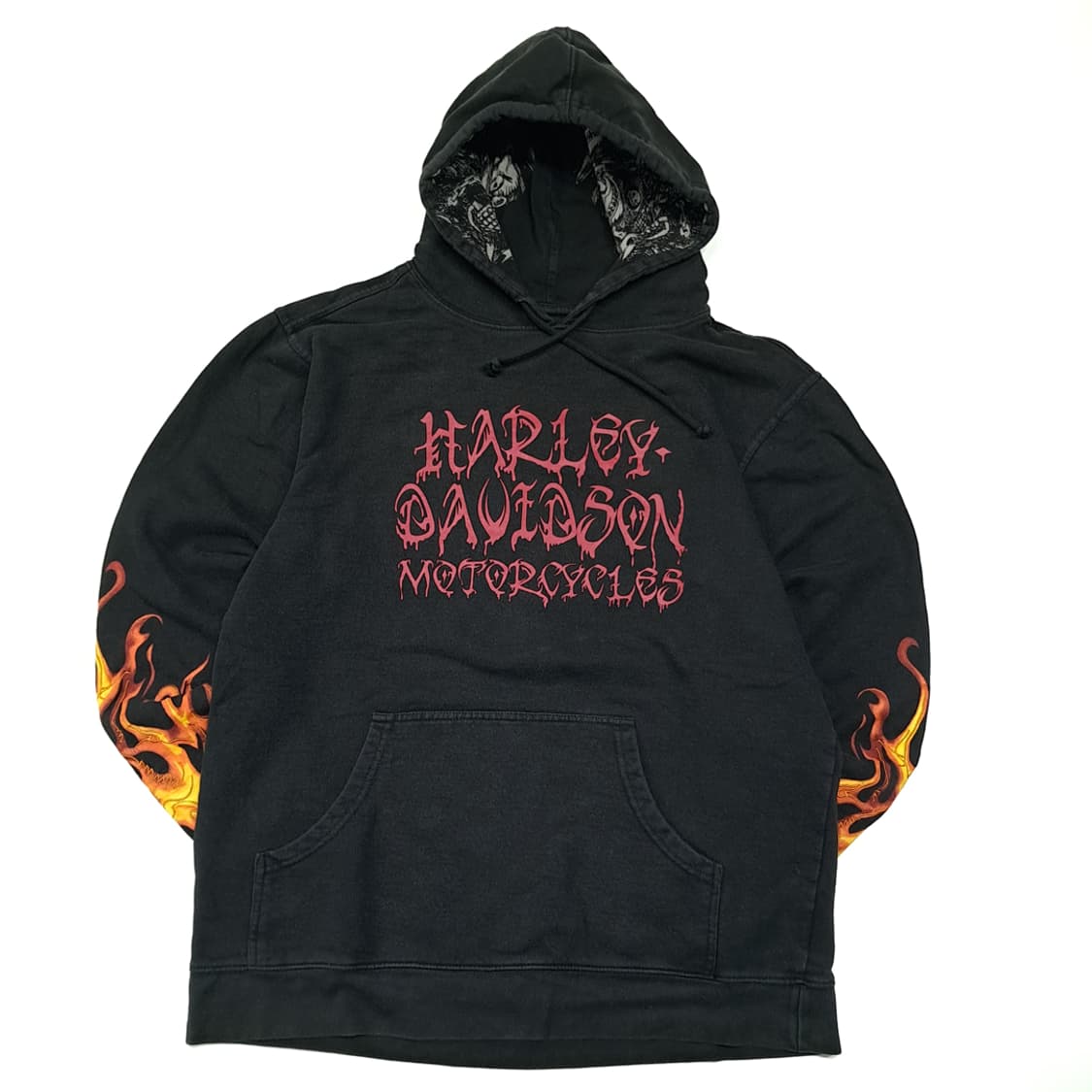 CL177 할리데이비슨 코튼폴리 스컬안감 플레임 블랙 후디 상품이미지1