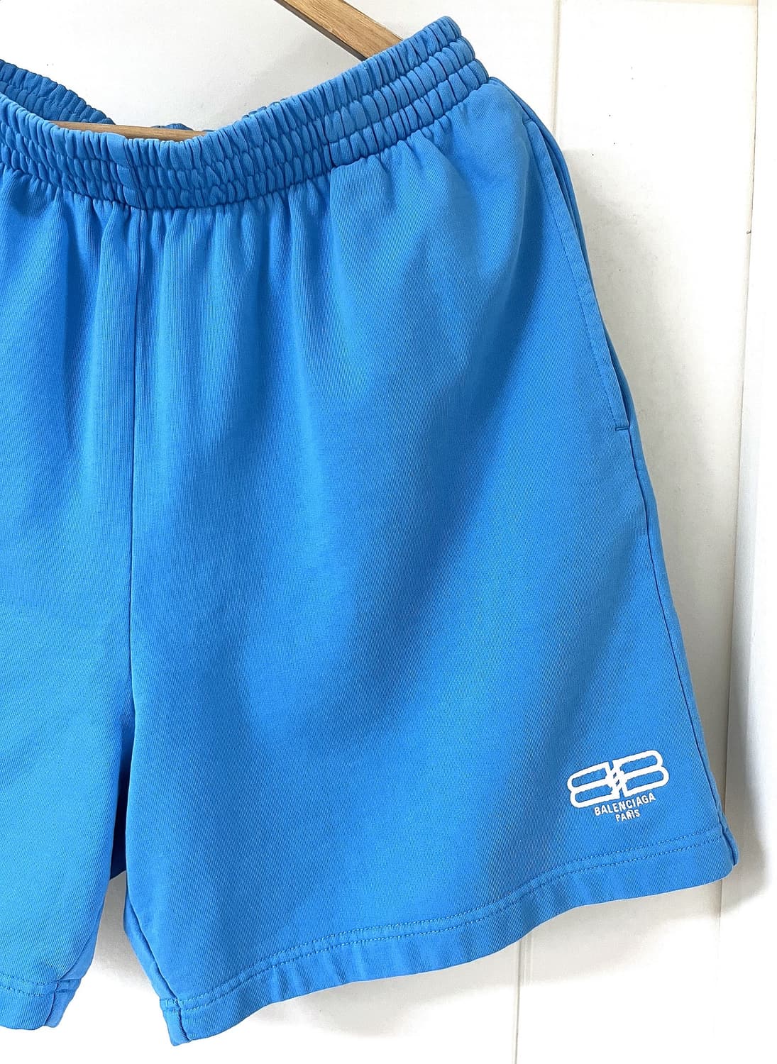 @새상품@ 발렌시아가 로고 자수 스웻 쇼츠 반바지 블루컬러 상품이미지2