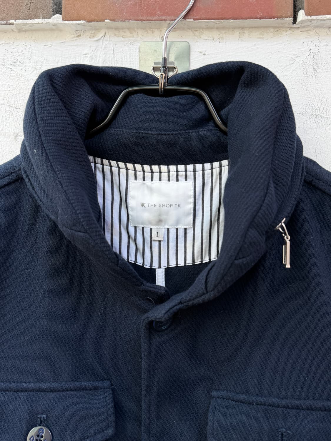 The Shop TK 네이비 스트라이프 후드 슬림 자켓 L 상품이미지2