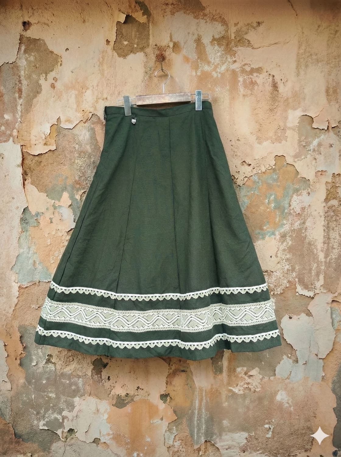 딥그린 레이스 스커트 상품이미지1