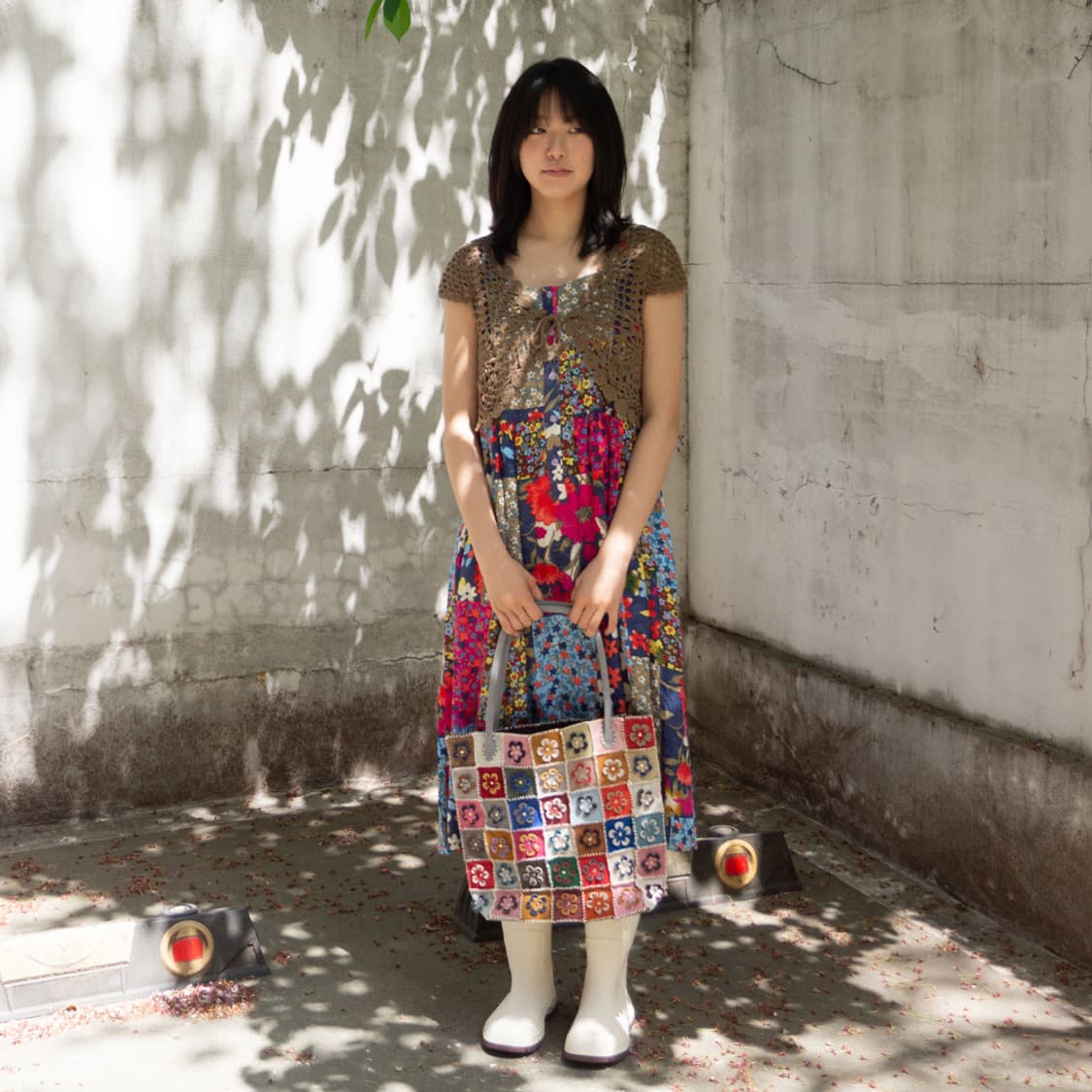 동글꽃 패치워크 스웨이드 가방 상품이미지2