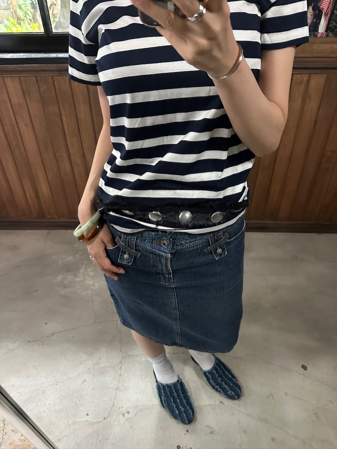 D&G tweed-fringe denim skirt 상품이미지3