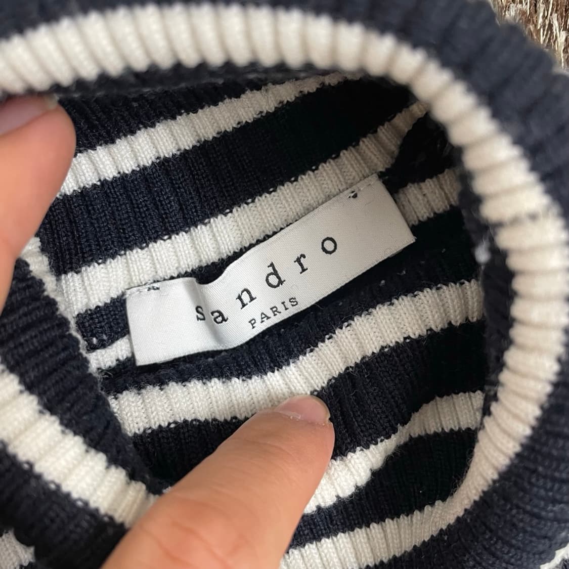 산드로 Sandro 스트라이프 골지 터틀넥 니트 1 상품이미지3