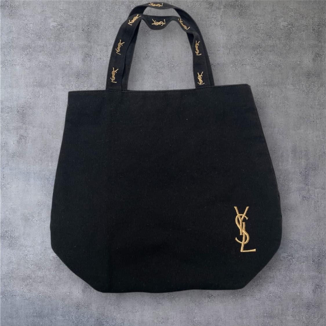 입생로랑 블랙 YSL 자수 캔버스 토트백 OS 상품이미지1