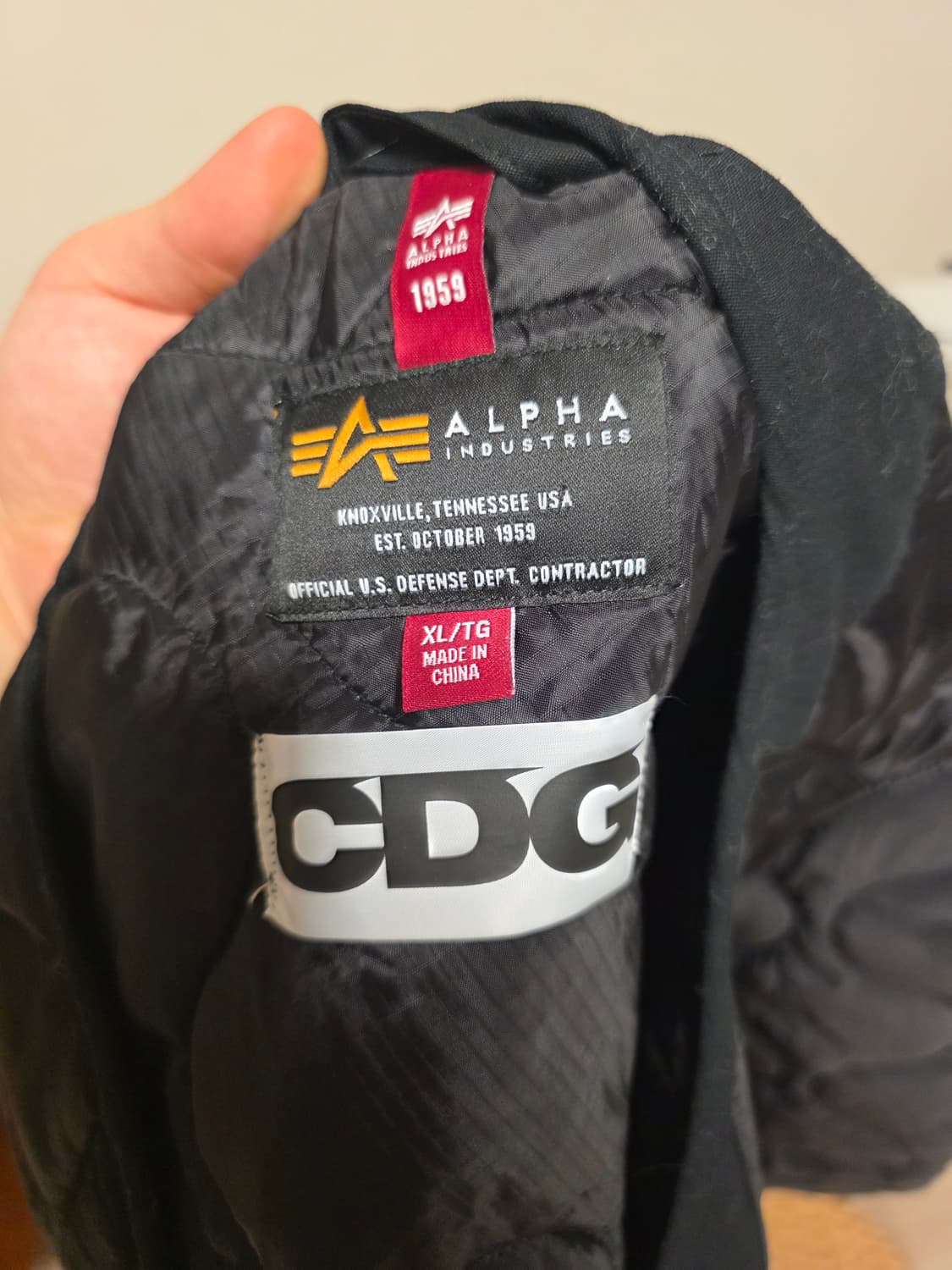 CDG 꼼데 알파 인더스트리 바이어스 라이너 자켓 블랙 XL 상품이미지6